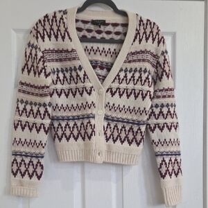 rag & bone Cream and Burgundy Knit Cardigan